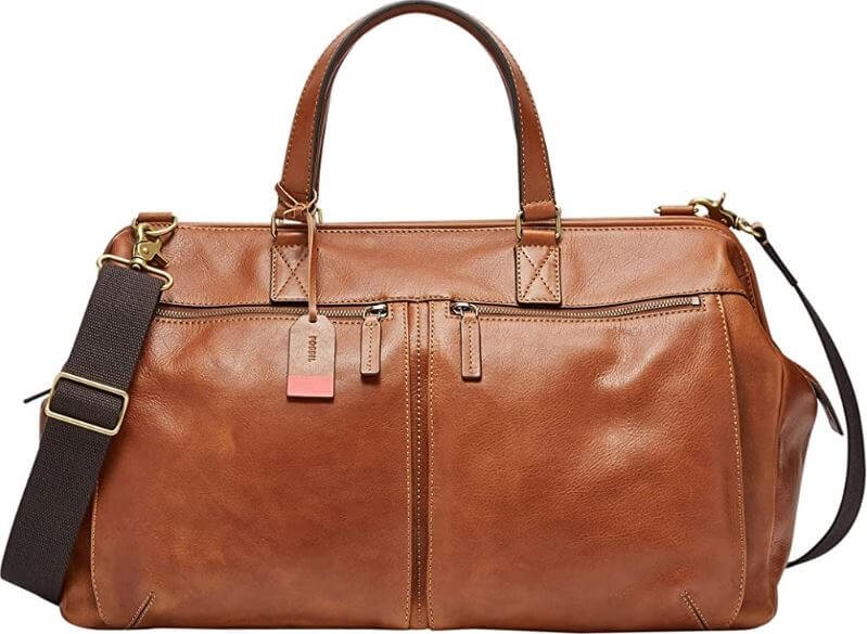 11. Fossil Men's Defender or Dillon Leather Travel Overnight Duffle Bag