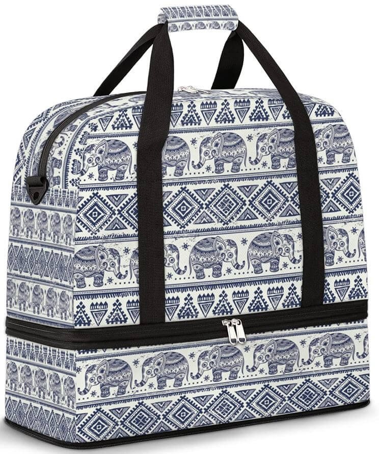 13. Bohemian Ethnic Elephant Foldable Travel Duffel Bag