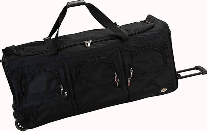 6- Rockland Rolling Duffel Bag, Black, 40-Inch