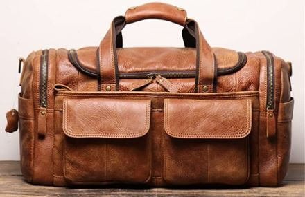 8- WYFDP Vintage Brown Genuine Leather Business Men Travel Bag